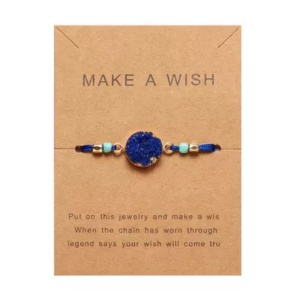 Bratara dama, sfoara, reglabila, model make a wish, accesoriu rotund, albastru royal