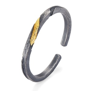 Bratara unisex, model minimalist fashion, tematica forged in fire, reglabila, negru cu auriu,