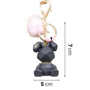 Breloc, model cu iepuras fashion, accesorii cute si zgomotoase, prindere sigura cu inel si carlig, tematica happy life rabbit, unisex, negru - Img 4
