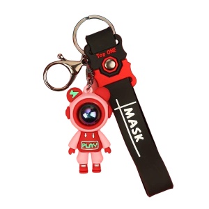 Breloc, model cu omulet simpatic tip cosmonaut, accesoriu decorativ asortat, prindere cu inel si carlig, tematica space man, unisex, rosu