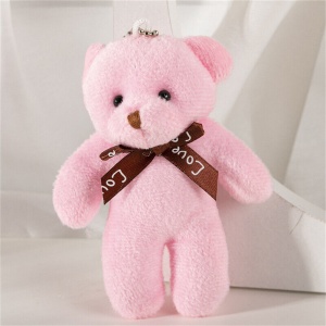 Breloc, model cu ursulet prietenos, accesorizat cu fundita de cadou, tematica I love you, roz - Img 2