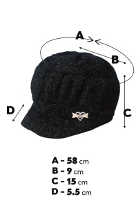 Caciula dama, model cu cozoroc si accesoriu inimioara, tematica I love winter, marime universala, neagra - Img 3