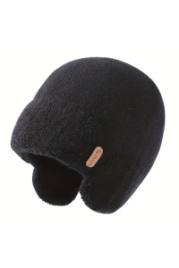 Caciula dama, model minimalist cu protectie pentru urechi, calduroasa, tematica clasic warm style, marime universala, neagra - Img 4