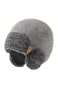Caciula dama, model minimalist cu protectie pentru urechi, calduroasa, tematica clasic warm style, marime universala, gri - Img 3