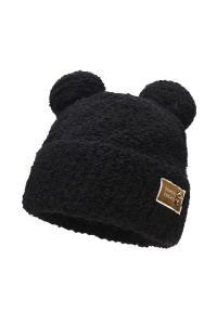 Caciula dama, model pufos cu urechiuse, tematica joyful winter, marime universala, neagra - Img 2