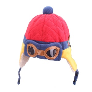 Caciula pentru copii, moale si calduroasa, model aviator, tematica fly with me, 9 luni – 4 ani, rosie