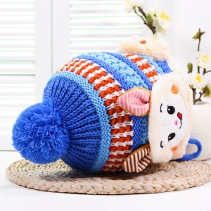 Caciula pentru copii, model calduros cu pom pom cu urechiuse hazlii, prindere sub barbie, tematica iepuras bunny poznas, 0 – 2 ani, albastru deschis - Img 3