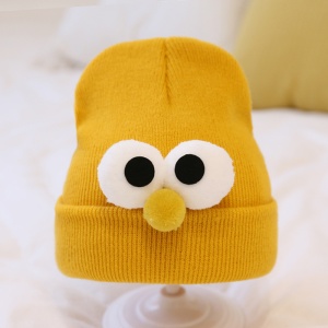 Caciula pentru copii, model minimalist accesorizat cu ochisori curiosi si nasuc nazdravan, tematica funny little baby, 0 – 1 ani, galbena - Img 2