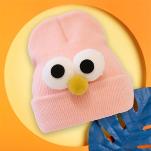 Caciula pentru copii, model minimalist accesorizat cu ochisori curiosi si nasuc nazdravan, tematica curious little baby, 0 – 1 ani, roz deschis - Img 3