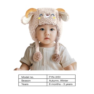 Caciula pentru copii, prindere reglabila, accesorizata cu urechiuse, model calduros, tematica cute overloaded, 6 luni – 3 ani, maro - Img 4