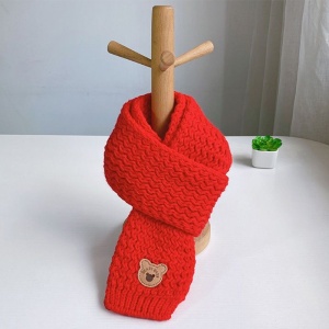 Caciula pentru copii, set doua piese, model moale si calduros cu pom pom si fular asortat, tematica I’m a baby bear, 1 – 5 ani, rosie - Img 4