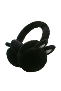 Casti de protectie impotriva frigului si a vantului pentru femei, model calduros cu urechiuse de iepuras, tematica fluffy bunny butt, marime universala, negre
