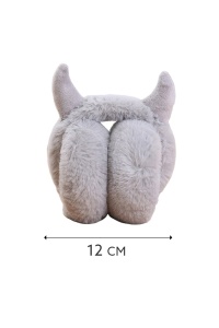 Casti de protectie urechi impotriva frigului si a vantului pentru femei, model calduros pliabil cu cornite, tematica Santa’s little devil, marime universala, gri - Img 3