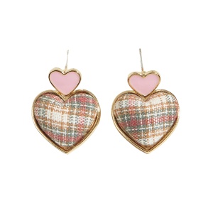 Cercei dama, model cochet summer pink heart, tematica inimi vesele, roz