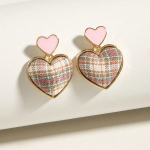Cercei dama, model cochet summer pink heart, tematica inimi vesele, roz - Img 2
