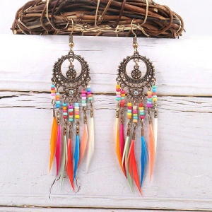 Cercei dama, model fashion traditional indian, tematica dream catcher, aurii - Img 4
