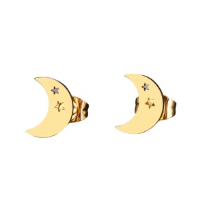 Cercei dama, tematica mistery moon, model semiluna cu stelute, aurii
