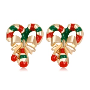 Cercei dama, tematica traditii si obiceiuri, model de sarbatoare, bastonas dulce cu fundita, multicolor
