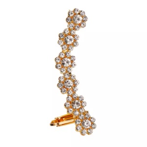 Cercel dama, model single ear, floricele si cristale semipretioase, auriu