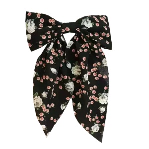 Clama de par, accesoriu funda, negra cu imprimeu floral