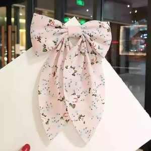 Clama de par, accesoriu funda, roz cu imprimeu floral - Img 2