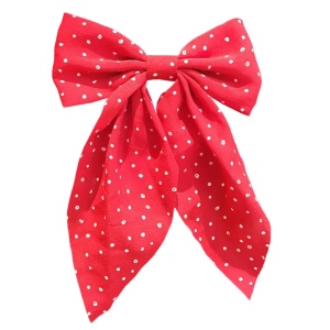 Clama de par tip ac, model cu funda ampla eleganta, imprimeu buline mici, rosie