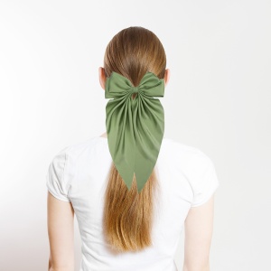 Clama de par tip ac, model cu funda ampla eleganta ponytail, verde - Img 2