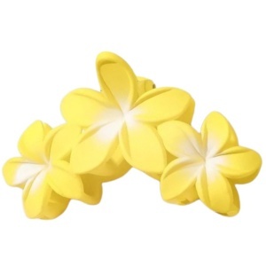 Cleste de par, prindere puternica, model cu flori tropicale, tematica hawaiian mood, galben