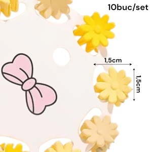 Clesti de par, set 10 bucati, model minimalist, prindere puternica, floricele delicate, M2, tematica happy life, galben - Img 3
