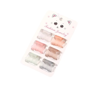 Clesti de par, set 6 bucati, model vesel, util si versatil, cu clema, tematica happy moments, semitransparent, roz multicolor