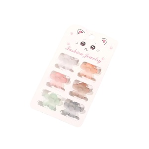 Clesti de par, set 6 bucati, model vesel, util si versatil, cu floare, tematica happy moments, semitransparent, maro multicolor
