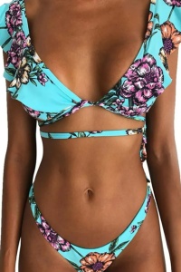 Costum de baie dama, 2 piese, model sexy summer crossbody albastru