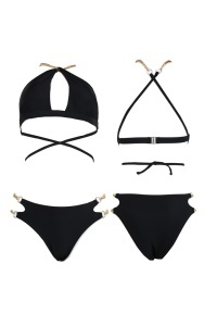 Costum de baie dama, 2 piese, negru, tanga si sutien reglabil RO - Img 3