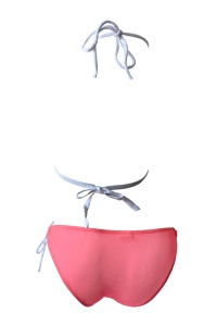 Costum de baie dama, 3 piese, roz, slip clasic, sutien reglabil si halat RO - Img 2