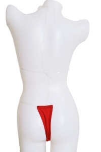 Costum de baie dama, su, 2 piese, imprimeu uni, bretele transparente, slip tanga - Img 2