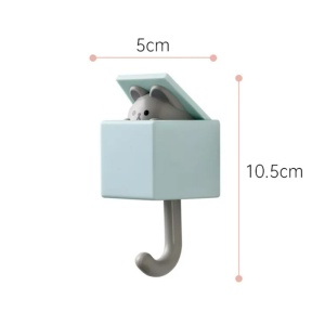 Cuier creativ autoadeziv, tematica regatul animalelor, model animale jucause, soricel, albastru - Img 2