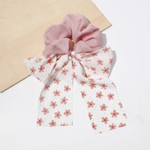 Elastic de par, model funda colorata, imprimeu floral, roz - Img 2