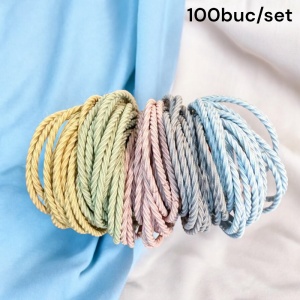 Elastic de par, set 100 bucati, model minimalist creativ, tematica lovely hairstyle, verde mixt - Img 3