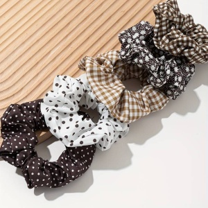 Elastic de par, set 5 bucati, model versatil, combinatii cute, imprimeu haios, tematica fashion lady, coffee - Img 3
