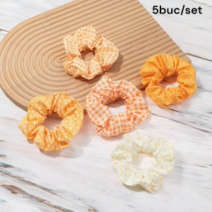 Elastic de par, set 5 bucati, model versatil, combinatii cute, imprimeu haios, tematica fashion lady, galben - Img 2