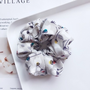 Elastic pentru par, model floral, gri cu imprimeu - Img 2