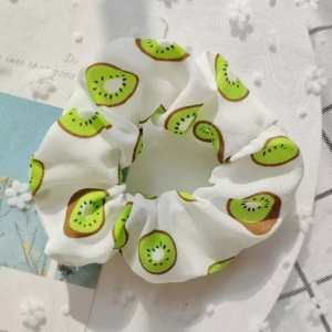 Elastic pentru par, model fructe delicioase, alba cu kiwi verde - Img 2