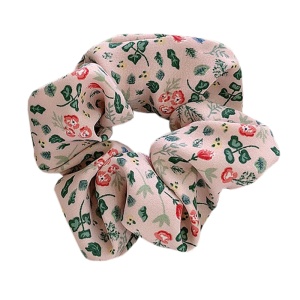 Elastic pentru par, roz cu imprimeu floral
