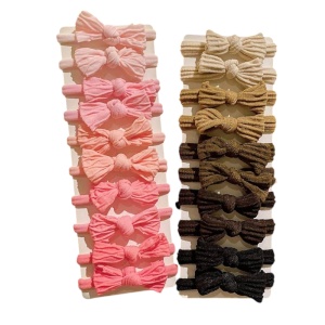 Elastic pentru par, set 20 bucati, model cu fundita, versatil si delicat, tematica fashion style, maro si roz mixt