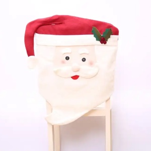 Husa pentru scaune, model de sarbatoare cu personaje de poveste, Mr. Santa, tematica familia lui Mos Craciun, alb - Img 3
