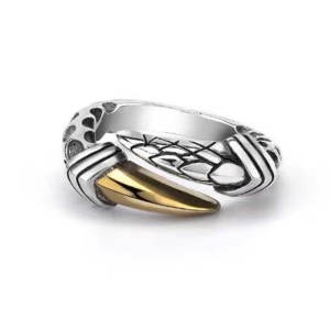 Inel unisex, model deosebit, tematica dragon claw, reglabil, argintiu, - Img 2
