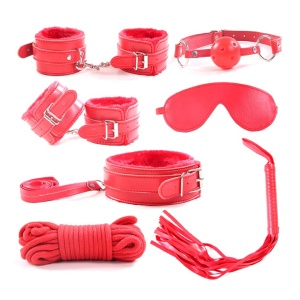 Jucarii erotice, set 7 piese accesorii incitante, delicate si sigure, tematica time for sins, model fun starts now, reglabile, rosu