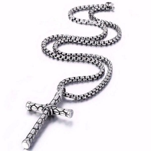 Lant cu pandantiv cruce, M2, unisex, argintiu, - Img 4