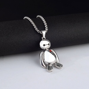 Lant cu pandantiv, model little man big heart cu maini si picioare flexibile, tematica I hug you, unisex, argintiu, - Img 2