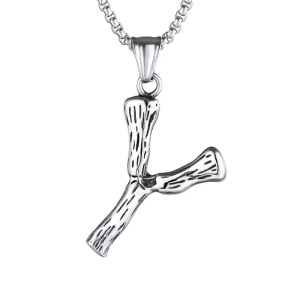 Lant cu pandantiv prastie, unisex, argintiu,